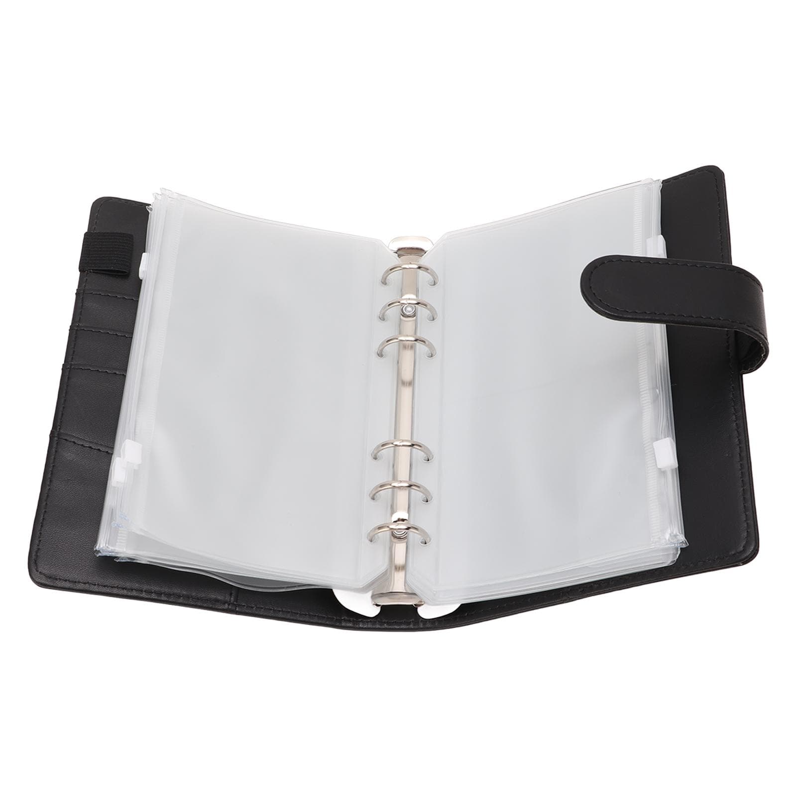 A6 Budget Binder A6 Binder Pocket Zipper Bag Notebook PU Leather Budget Notebook Cash Envelope black