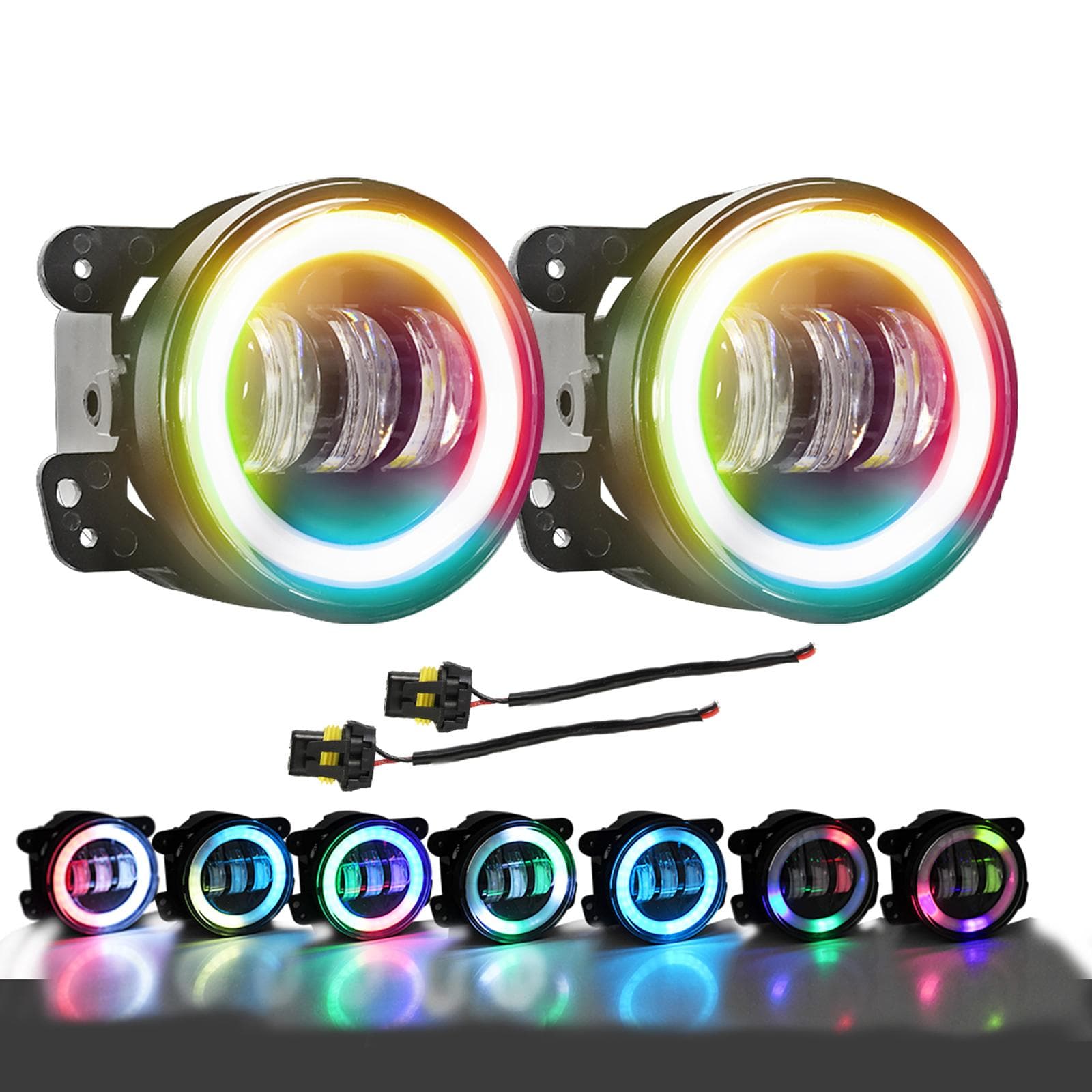 4 Inch 200W LED Fog Lights Car LED Fog Lights 20000LM Driving Bumper Lights Waterproof Replacement black