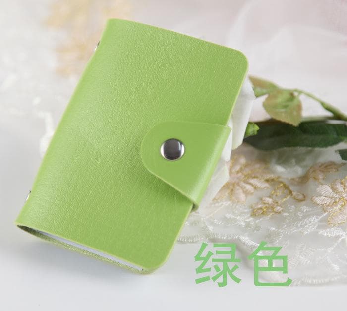 24Bits PU Leather Case Card Bag Business Card Passport Holder Organizer ID Credit Card Wallet 10.3cm green