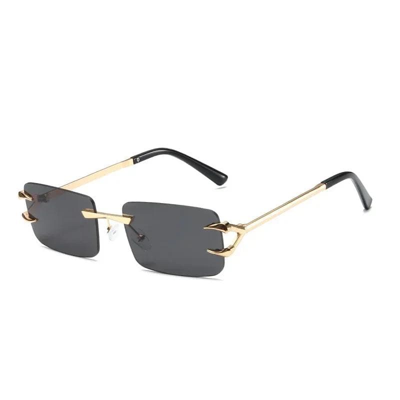 Retro Rimless Square Luxury Sunglasses UV400 Protection Mens Fashion Glasses for Outdoor Driving Travel Essential As the picture