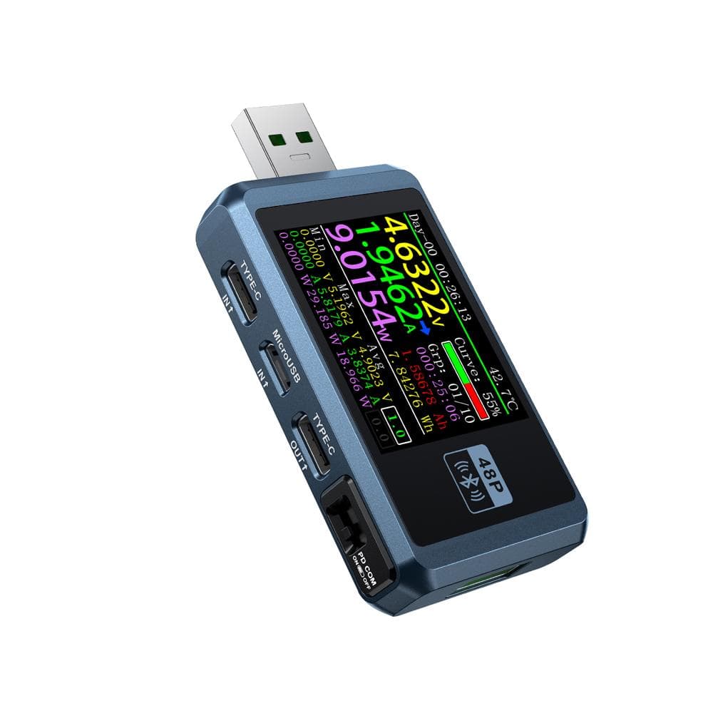 FNIRSI FNB48P 6-digit Display Tester Multifunctional Voltmeter Ammeter USB TYPE-C Charging Device BT version multicolour