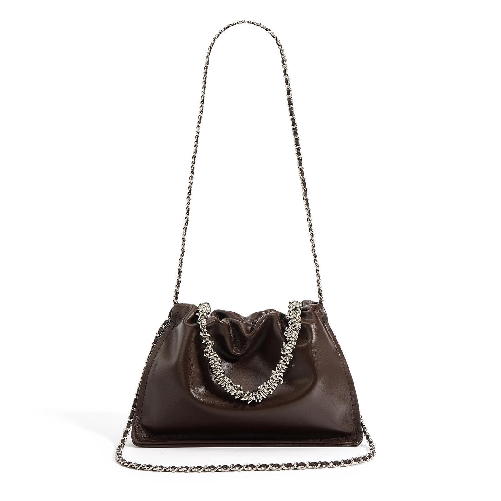 Wrinkled Bag Handheld Crossbody Bag High-end Original Leather Niche Leather Cloud Bag