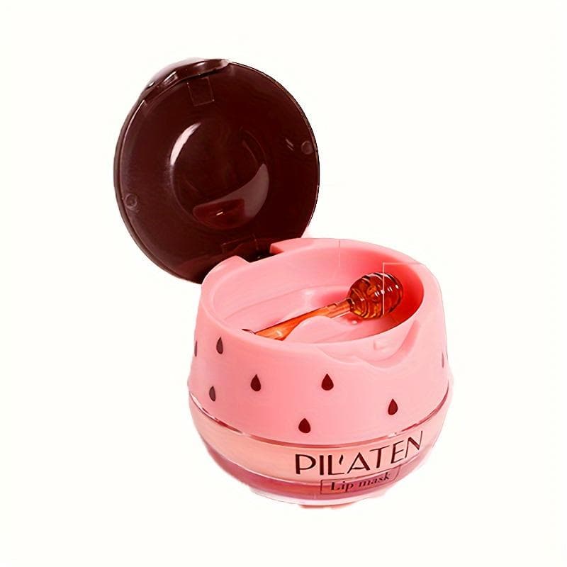 Strawberry Lip Mask with Brush Moisturizing Tinted Lip Balm Soft Smooth Lips Solid Lip Gloss Portable Lip Care Night Use Daily Use