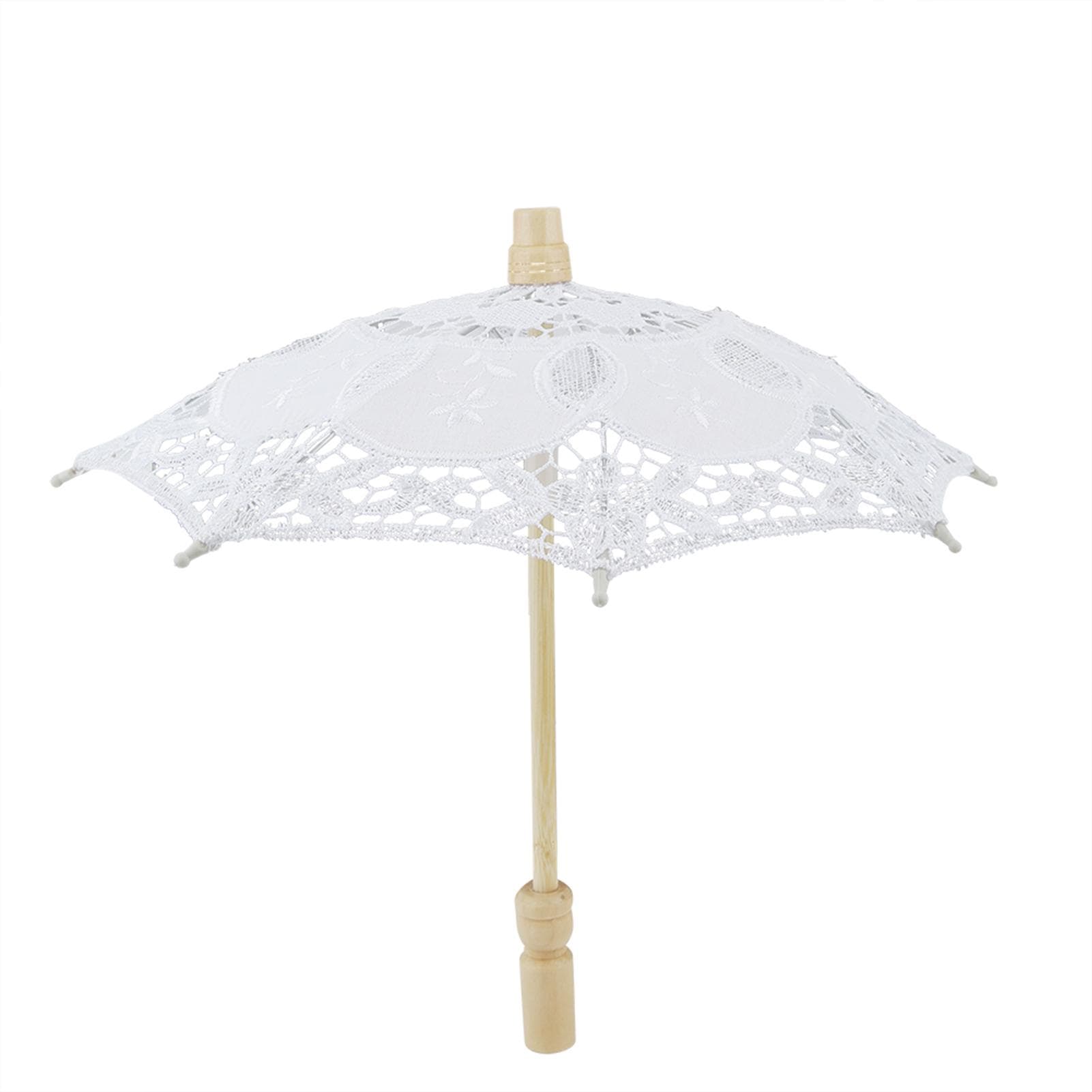 Bridal Umbrella Lace Cotton Embroidery Handmade Parasol Umbrella Wedding Supply(White ) White