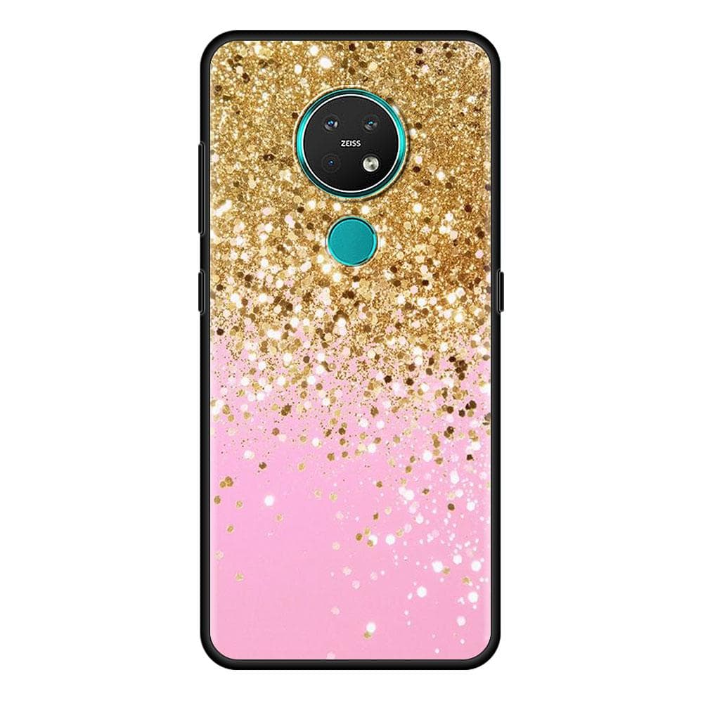 Gold Pink Glitter Print Cell Phone Case for Nokia 5.4 7.2 3.4 5.3 2.3 3.2 8.3 5G 2.4 2.2 4.2 1.3 1.4 C20 G20 X20 Cover Coque Nokia 3.2