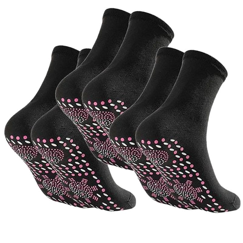 1/3/5pairs Tourmaline Self-Heating Socks Winter Warm Thermal Health Care Socks Slimming Health Short Sock Magnetic Therapy Sock 3 pairs black bean