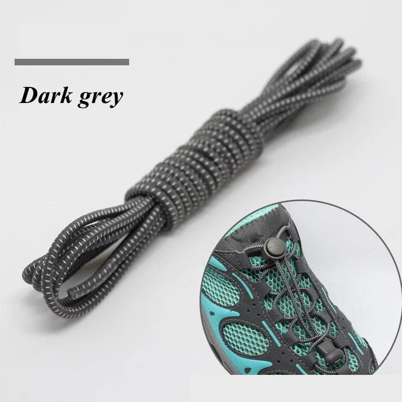 Elastic Shoelaces Round Locking No Tie Shoe Laces Kids Adult Quick Lazy Laces Rubber Sneakers Shoelace T1 100cm dark grey
