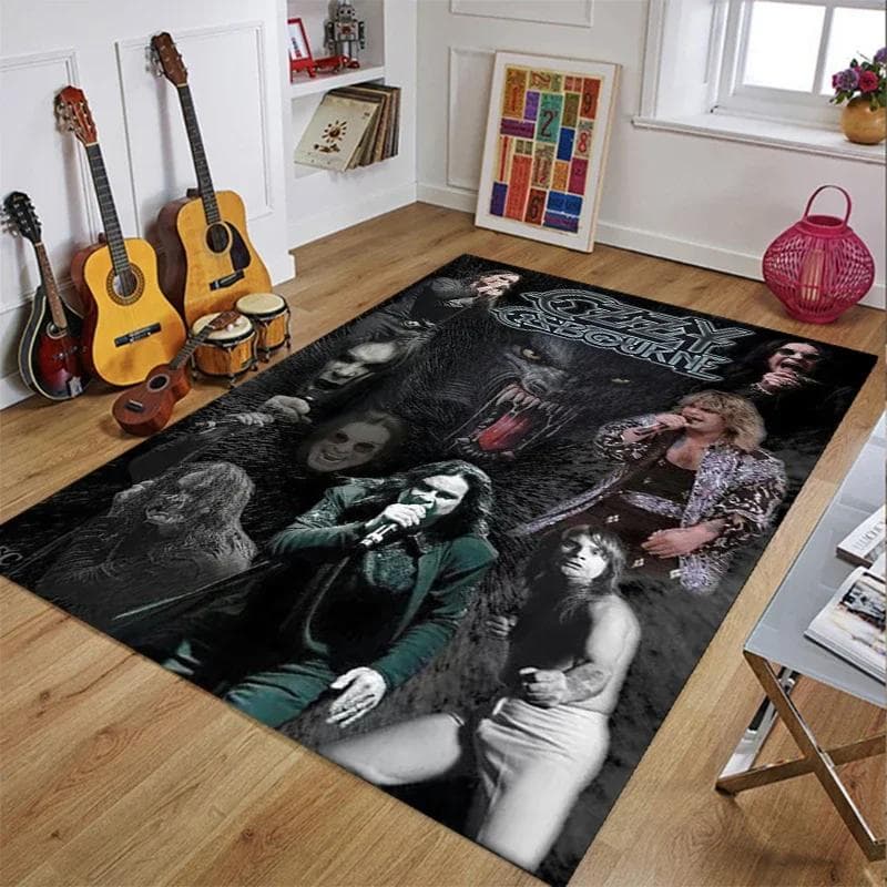 Ozzy Osbourne Band Printed Carpet Living Room Bedroom Fashionable and Aesthetic Anti slip Carpet Photography Props Birthday Gift 90cm by 60cm