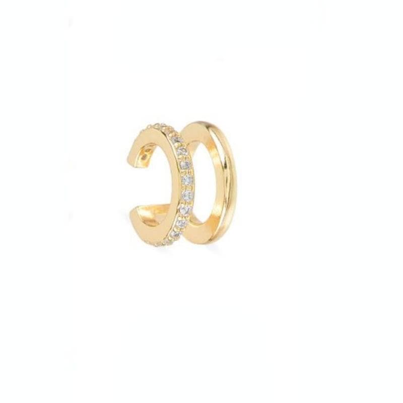 Exquisite Non-Pierced Double Loop CZ Ear Clip Earrings For Women Cartilage Fake Piercings Earrin 1PCS gold