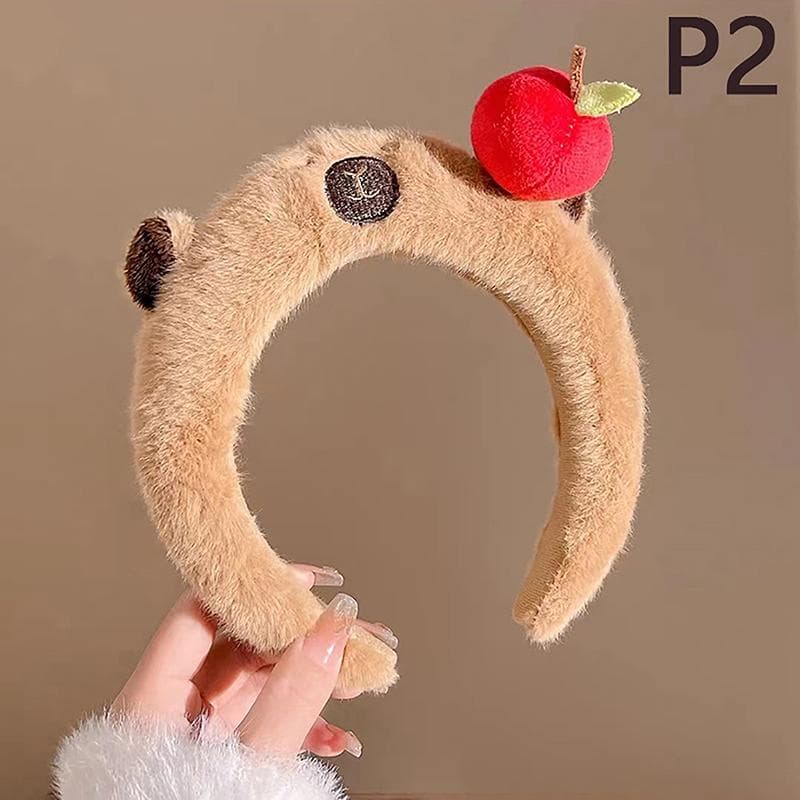 Kawaii Capybara Kids Plush Headband Cartoon Anime Doll Hair Band Wash Face Bundle Hair Band Autumn/Winter Headwear Girl Gift