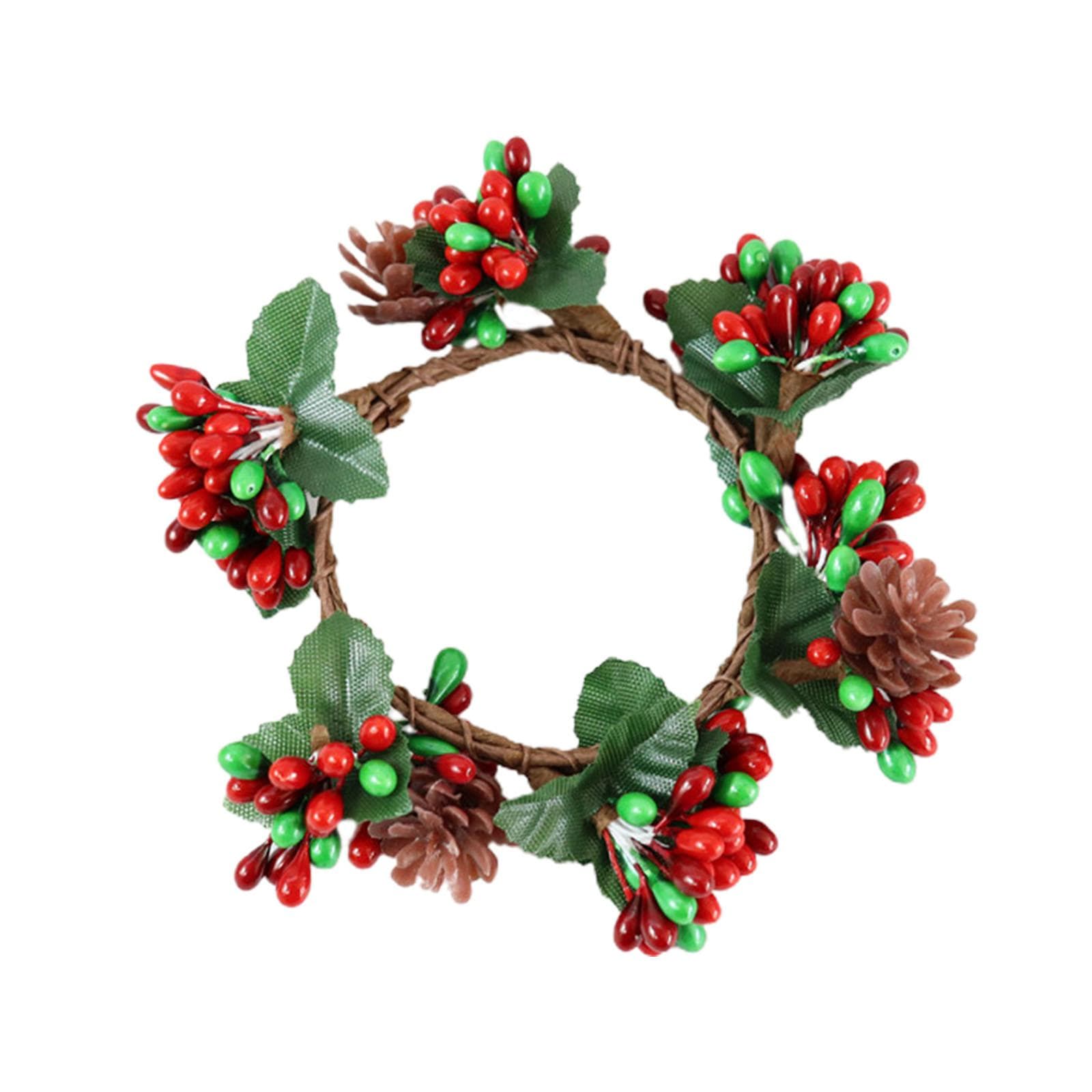 Christmas Wreath Simulated Pine Cone Flower for Party Living Room Decoration 6.5-7cm Inner Diameter