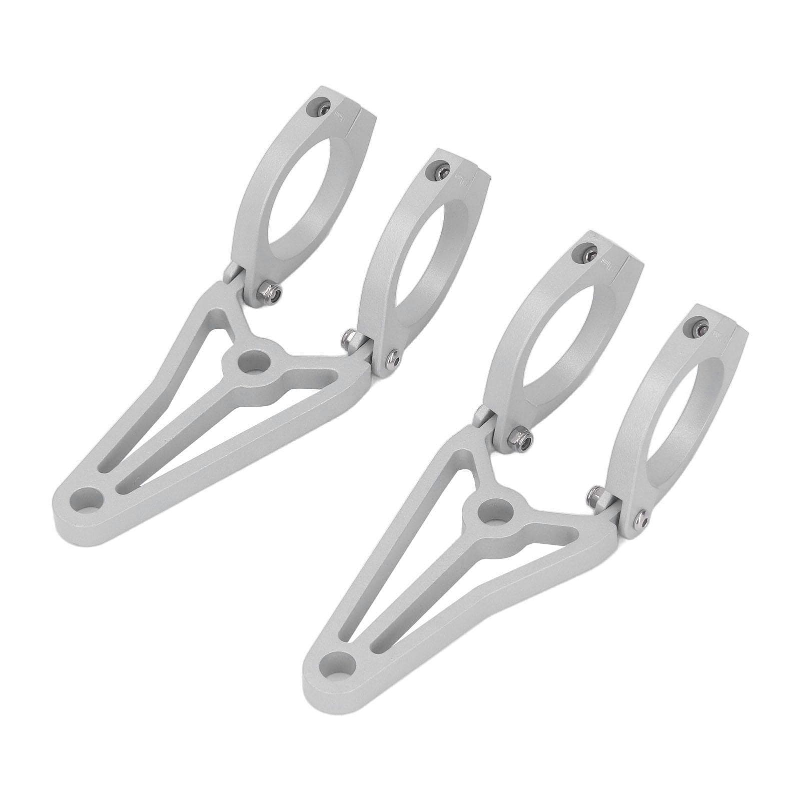 2Pcs Motorcycle Headlight Bracket 33 to 41mm Silver Fork Tube Head Mount Lamp Holder Replacement