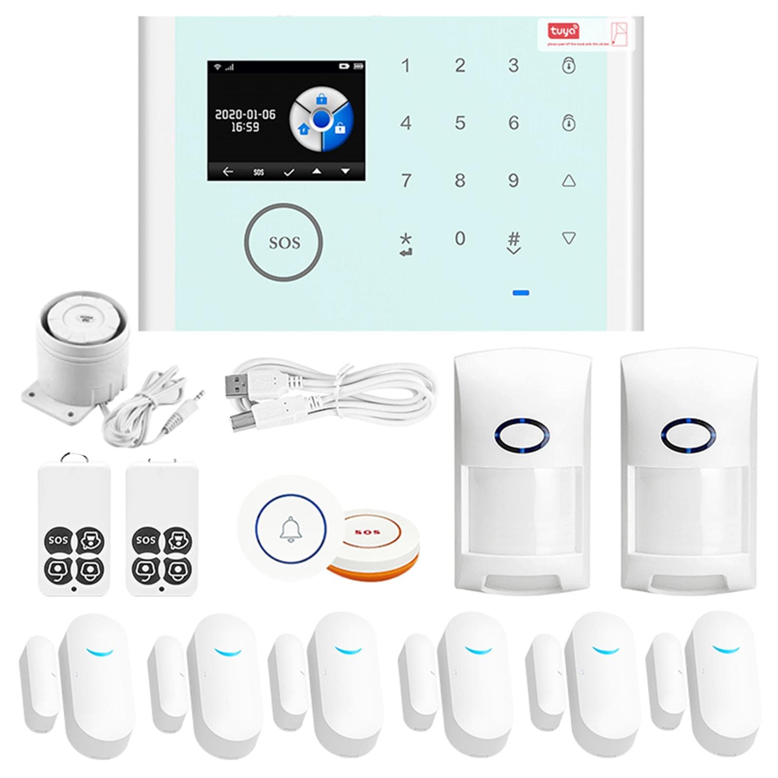 CS118 WiFi+GSM+GPRS 3 IN 1 Network Intelligent Home Alarm System Tuya APP Remote Control 433MHz white