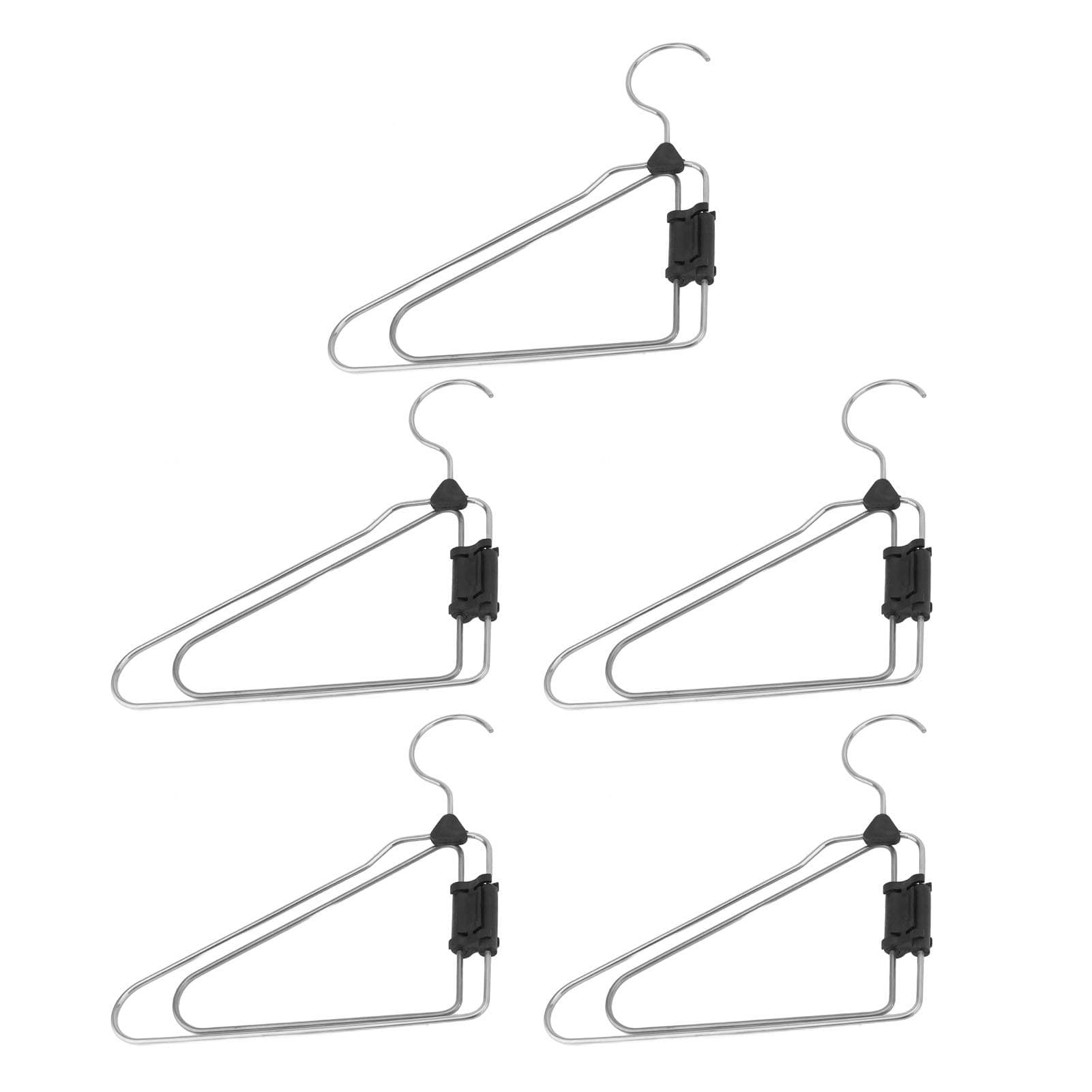 5pcs Foldable Clothes Hanger Stainless Steel Multifunctional Anti Slip Foldable Garment Hangers for