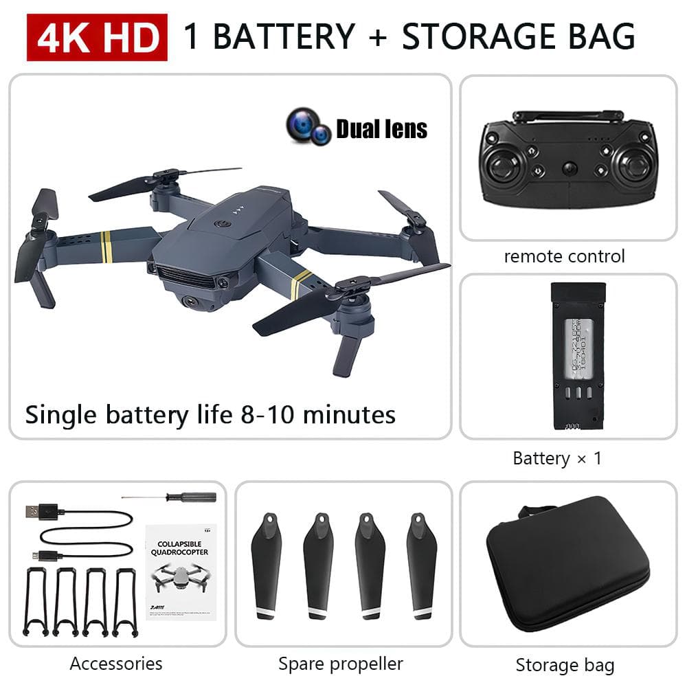 New E58 Pro Wide-angle 4K HD Camera Drone Real-time Transmission Photography/video Long Flight Drone Mobile WiFi Control dual camera 2 battery