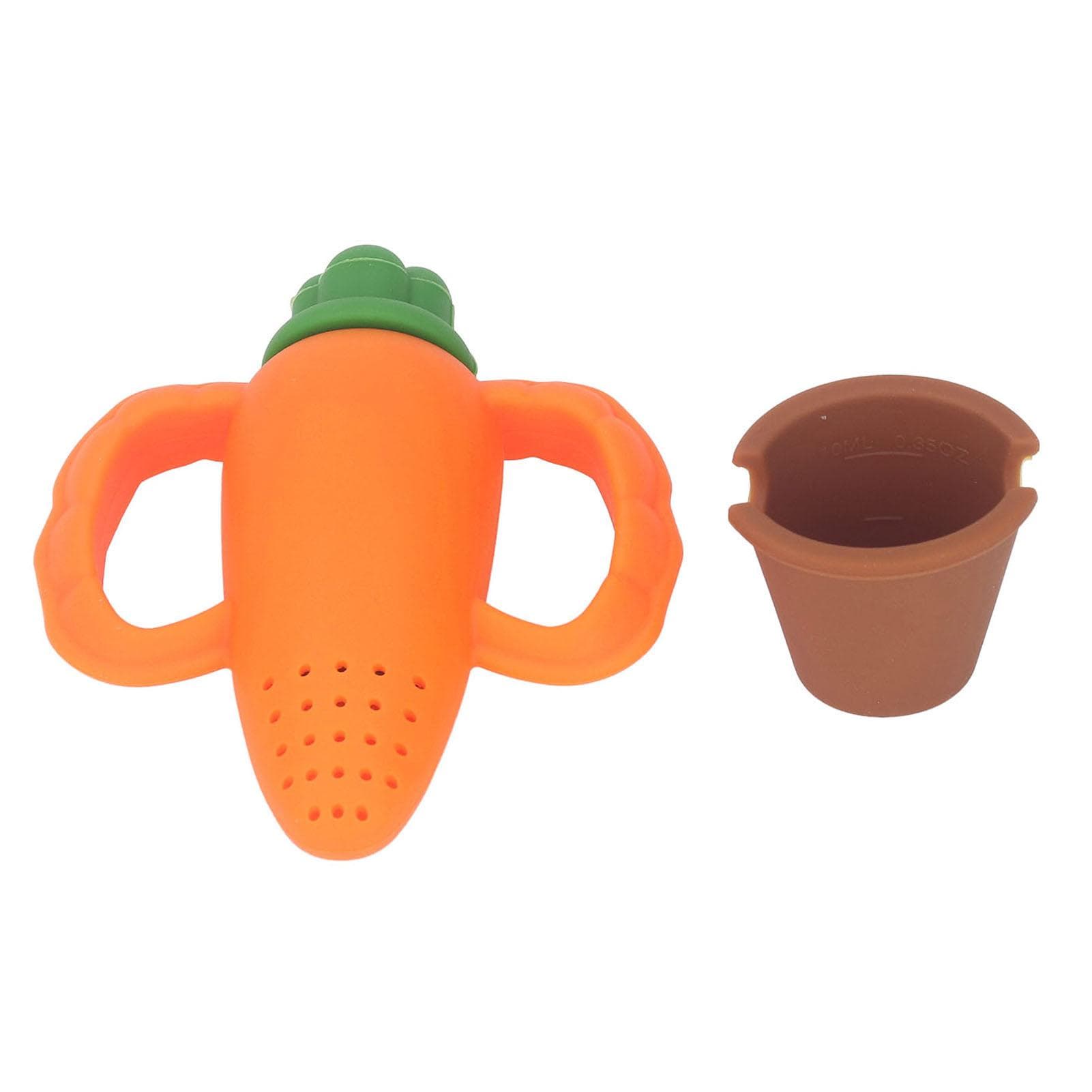 Baby Food Fruit Feeder Cute Carrot Shape Bite Resistant Soft Silicone Baby Fruit Feeder for Baby L(for 6.5-9kg)