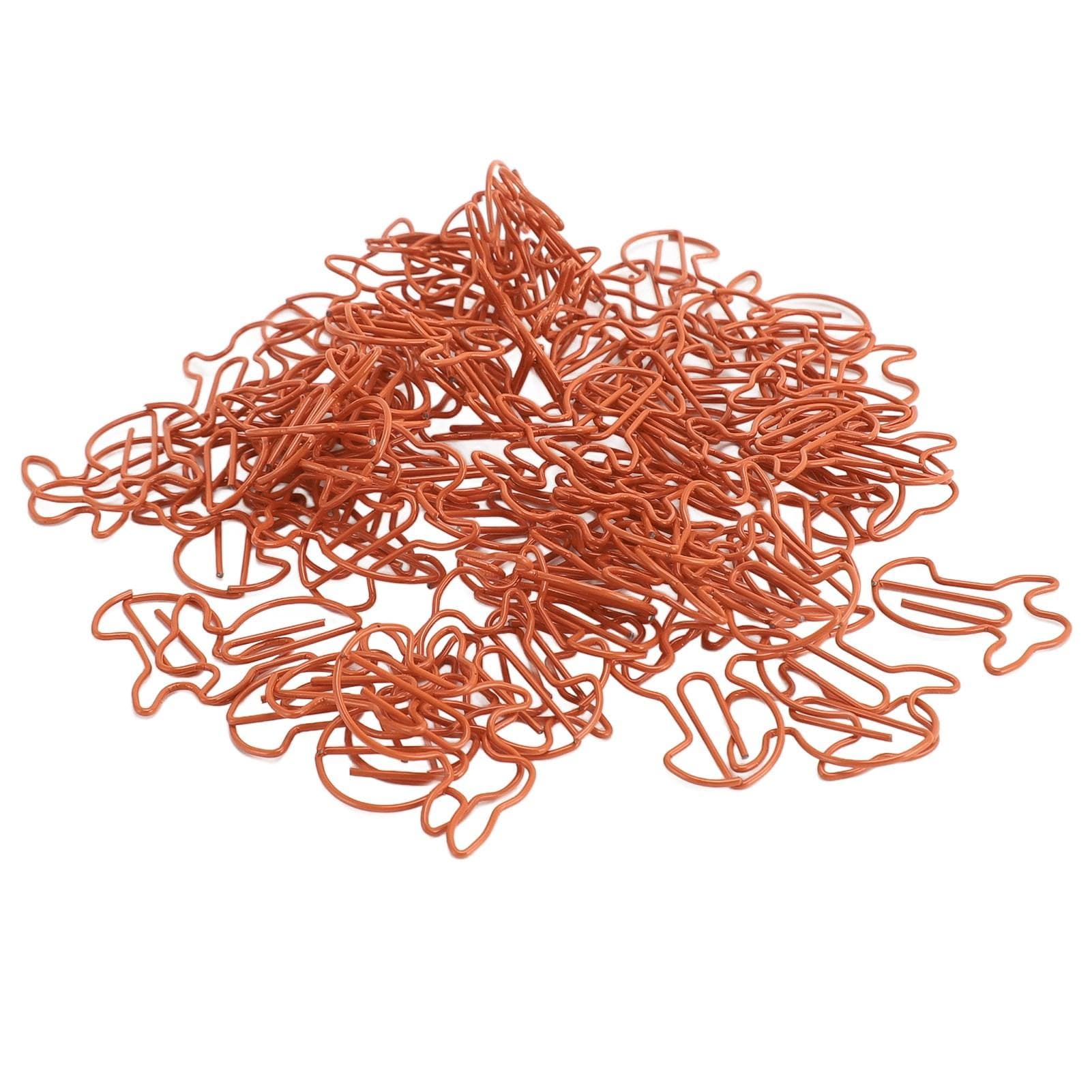 100pcs Paper Clips Prevent Slip Cute Rabbit Shaped Decorative Bookmark Metal Paperclips for School orange
