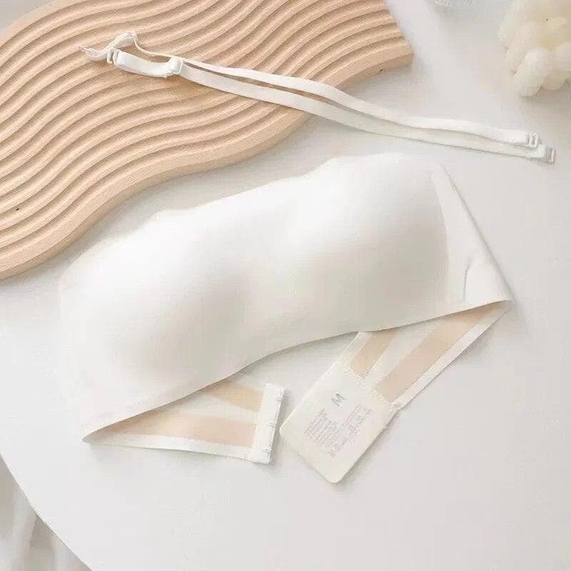 Women's Bra Strapless Underwear Thin Non Slip Invisible Sexy Bra Soft Lingerie S white