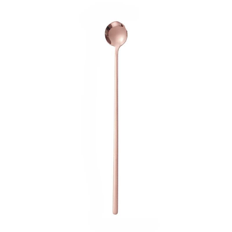 Long Handle Ice Spoon Coffee Tea Stir Spoon Stainless Steel Black Gold Cutlery Set Dinnerware Kitchen Dinner Flatware Set Rose
