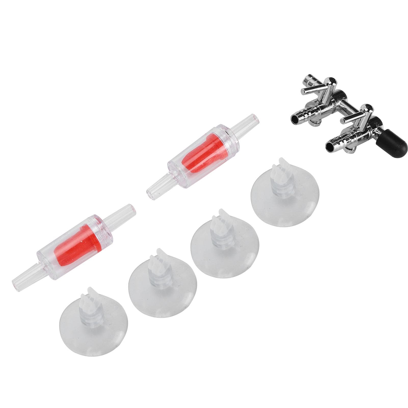 Aquarium Check Valve Fish Tank Oxygen Tube Suction Cups Set Aquarium Accessories2 Way Stainless