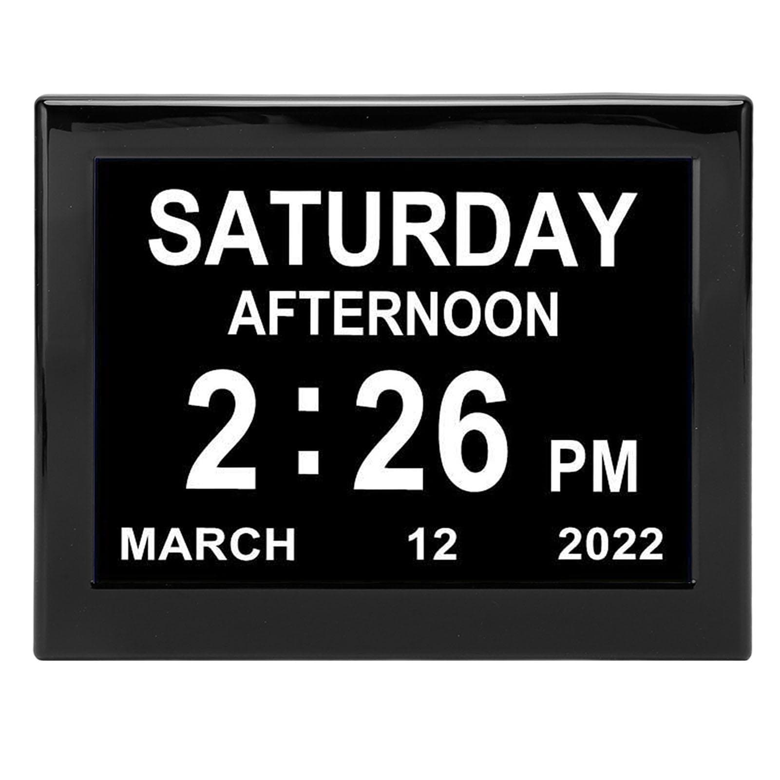 8 Inch Digital Day Calendar Clock 3 Groups Medication Reminders 12 Groups Alarm Clock Electronic US Plug