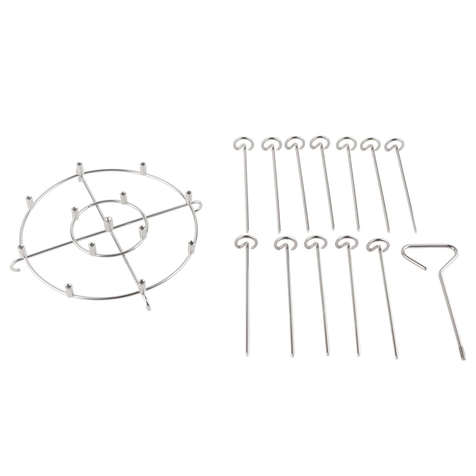 Fryer Skewer Stand Stainless Steel Vertical Grill Rack with Skewers Heat Resistant Kitchen Fryer