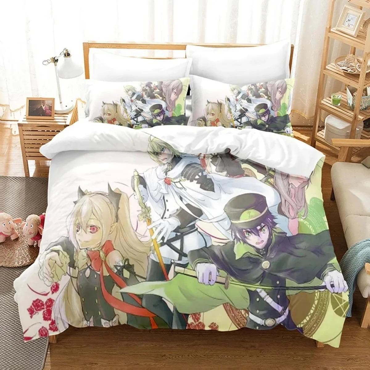Anime Seraph of the End Mikaela Bedding Set Boys Girls Twin Queen Size Duvet Cover Pillowcase Bed Boys Adult Home Textileextile EU single(135x200cm)