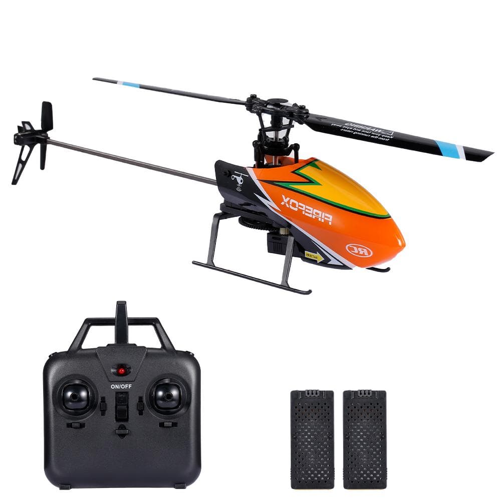 C129 RC Helicopter 4CH Mini Aileronless Helicopter 6-axis Gyro Remote Control Helicopter RC 2 Batteries orange