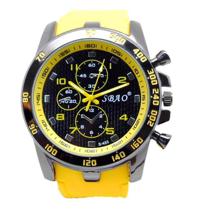 Sports Silicone Watch Luxury Analog Quartz Modern Men Fashion Wrist Watch yellow