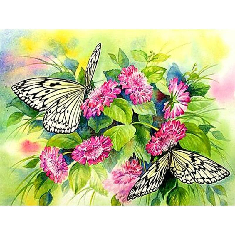 Full Round Drill Diamond Embroidery Two Butterflies 5D DIY Diamond Painting Cross Stitch Rhinestone 20X30CM