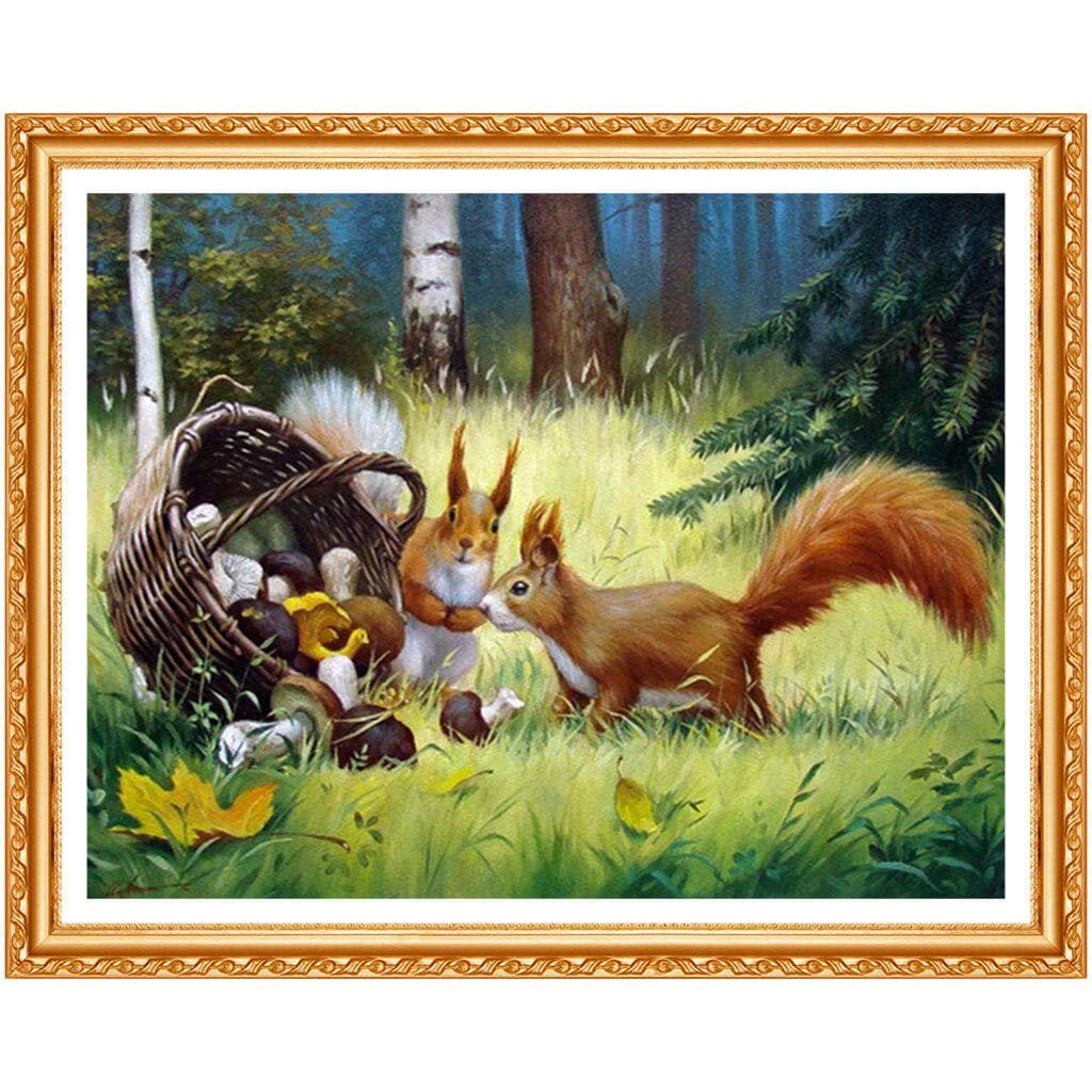 Full Round Diamond Embroidery Cross Stitch Full Round Rhinestones 5D Diamond Mushroom 20X30CM