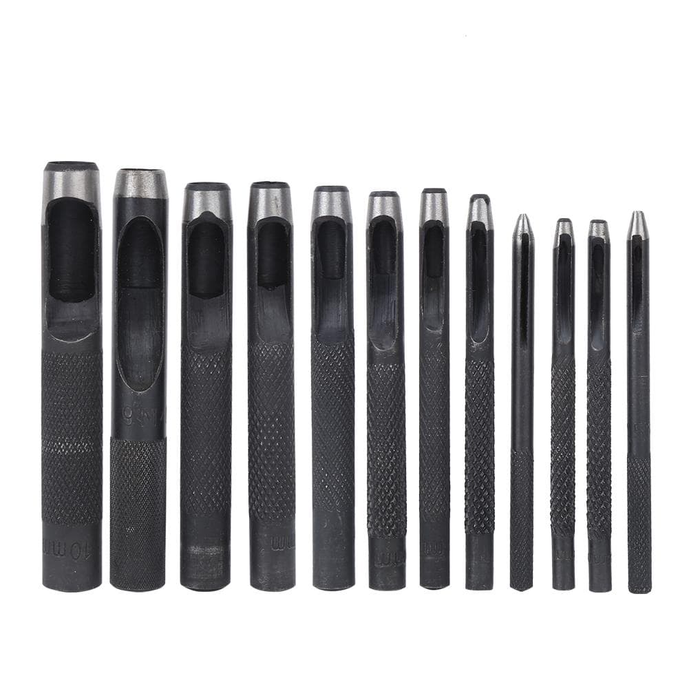 12PCS DIY Hollow Hole Puncher Leather Craft Punch Set Leather Hole Punching Tool1-10mm