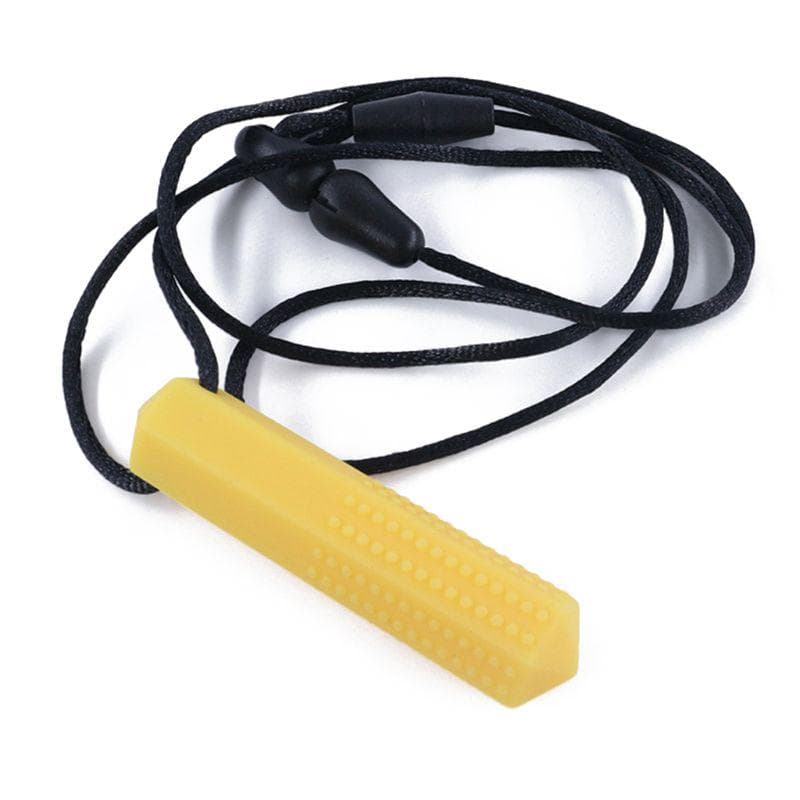 Silicone Teether Kids Chew Necklace Sensory Chewy Pendant Toys for Autism ADHD yellow