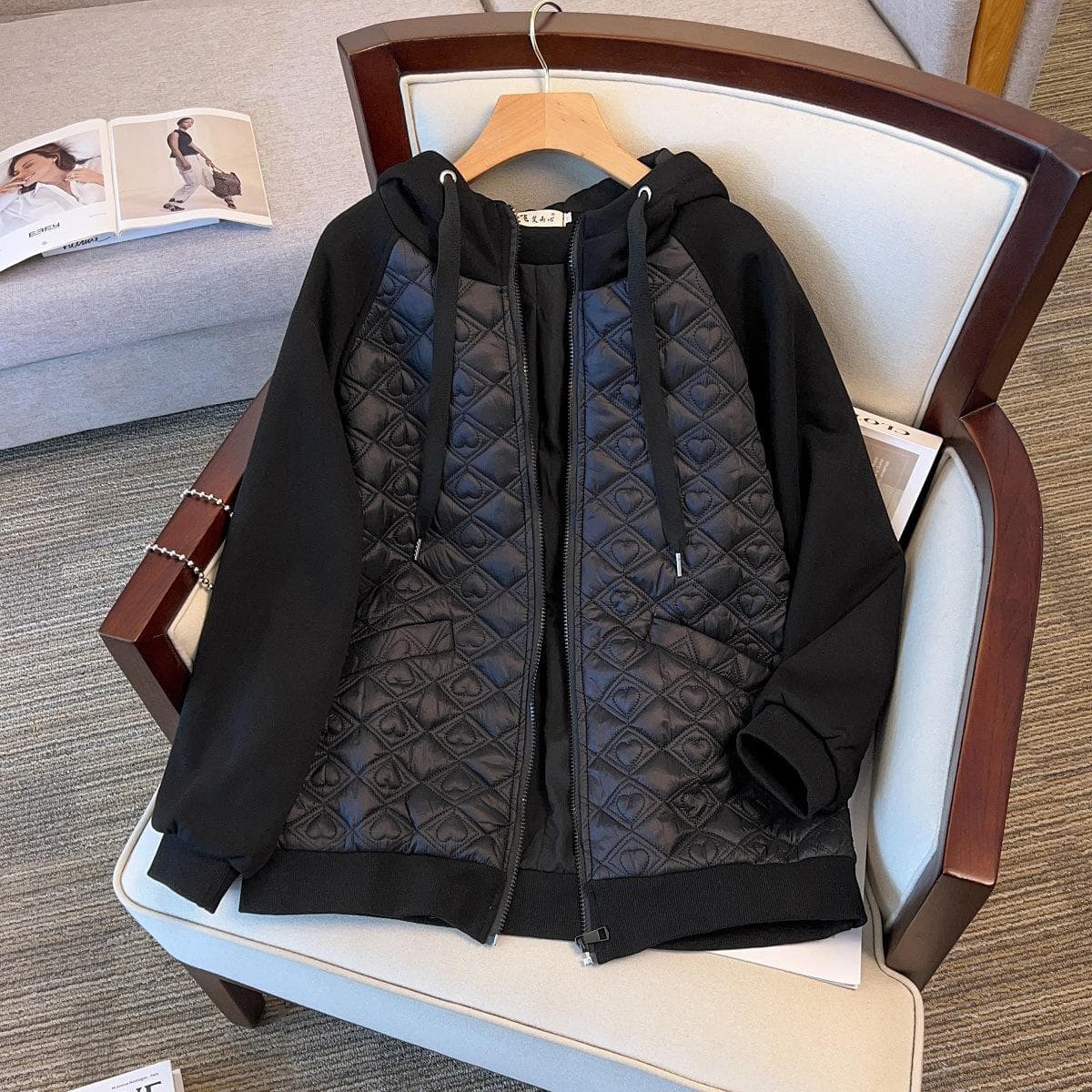 Plus Size 9XL Lightweight Cotton Padded Jackets Coats Tops Hooded Zip Winter Loose Casual Korean Women Warm Sweatshirt Abrigos 7XL black