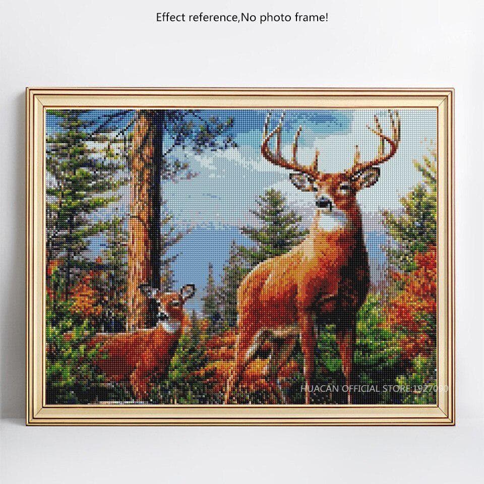 Diamond Painting Full Display Animal Cross Stitch Deer Full Round Diamond Embroidery Needlework 20X30CM