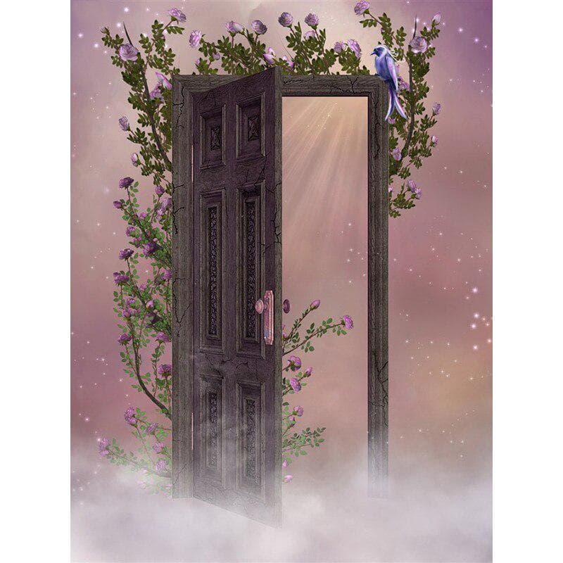 Daimond Painting Cross-stitch Gate of Heaven Round Rhinestones Paintings Embroidery Flower Door 20X30CM