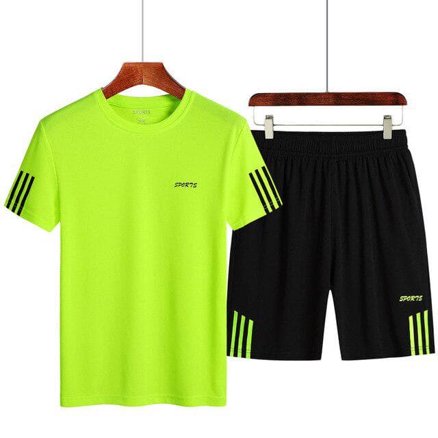 Mens Tracksuit Sportwear Set Casual Running Fitness Two -Piece Set 9XL green