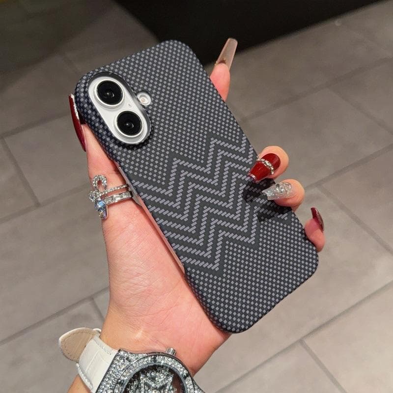 Applicable To IPhone16proMax Mobile Phone Case Magnetic Carbon Fiber Texture Apple 15 Half-pack Ultra-thin 14 Protective Case iPhone12pro