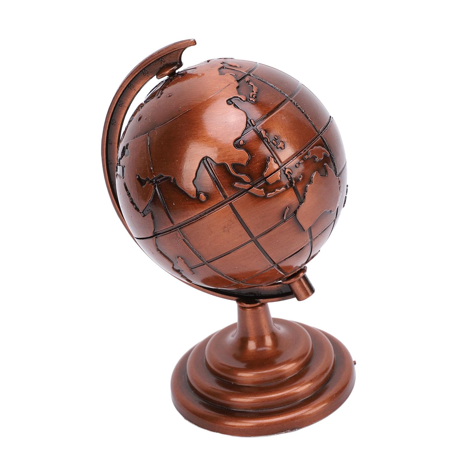 Alloy Globe Model Wine Red Decorative Metal Globe Ornament for Office Study Decor