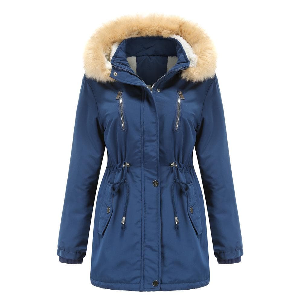 Women's thickened cotton-padded clothes Women's loose women's cotton-padded clothes Removable cap and fleece jacket XXXXL