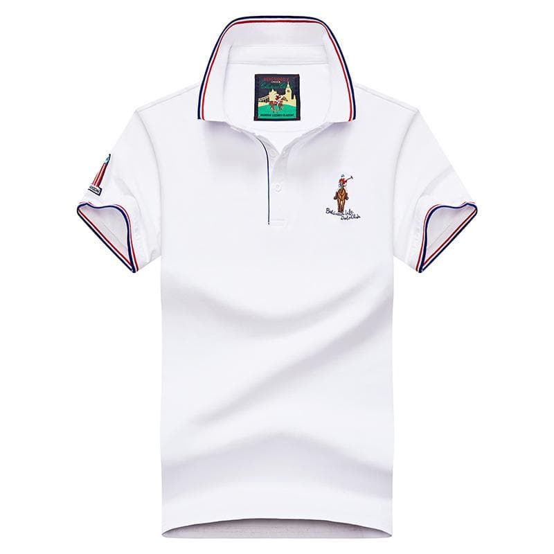 Summer Men 'S Lapel Short Sleeve T -Shirt Polo Shirt Pure Color T -Shirt XXXL white