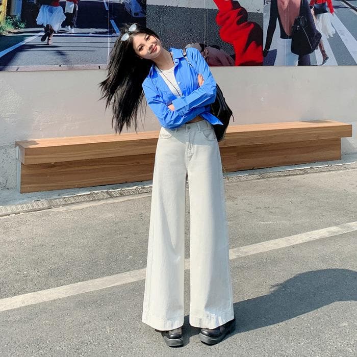 Spring Small Person with High Waist Loose Slim Wide-leg Pants for Women Floor Trousers Women Straight Trousers Women Spring XL