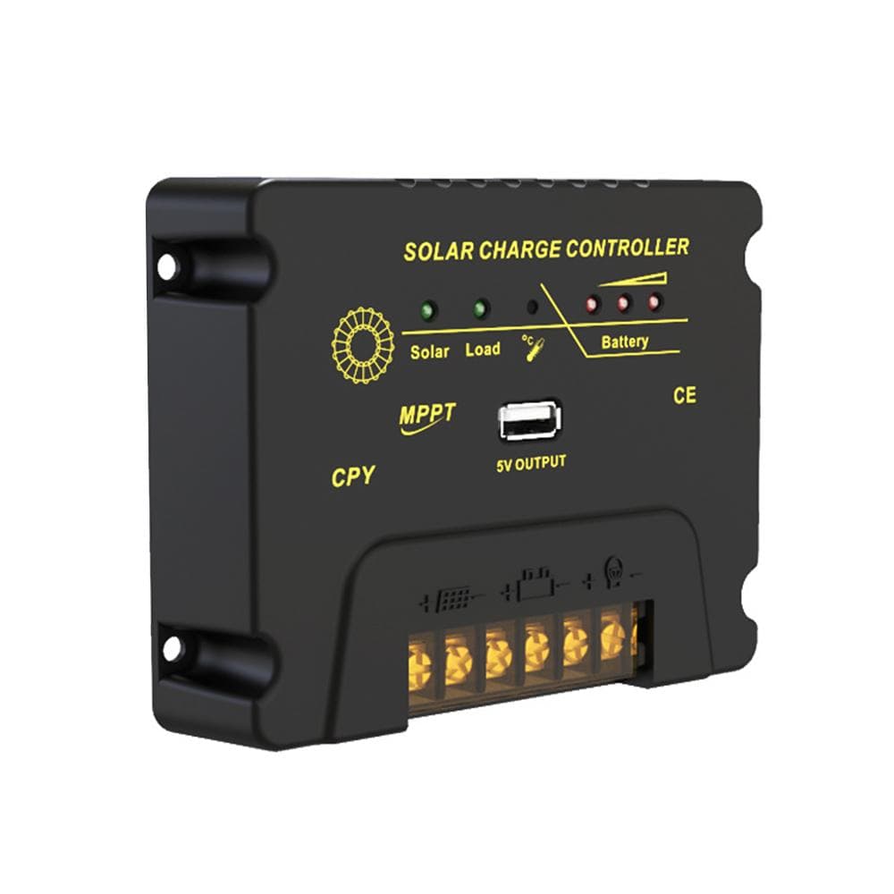 20A Solar Charge Controller 12V/24V Solar Panel Regulator with 5V USB Port MPPT Charge Controller black