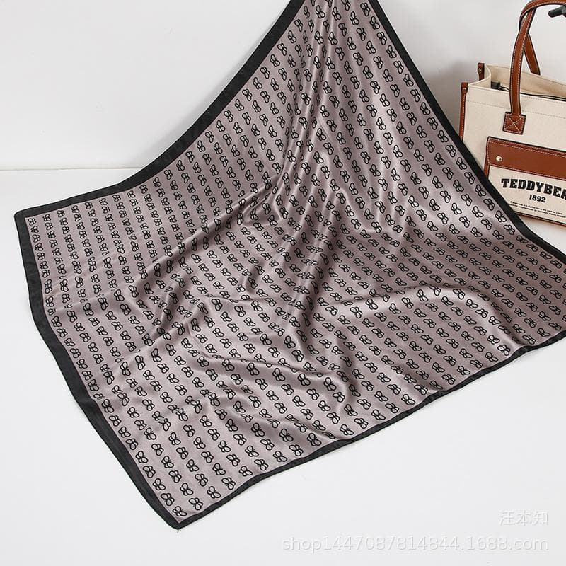 Spring/Summer New Women'S Silk Scarf 90 * 90cm Simulated Silk Twill Square Scarf Fashion Printed Large Square Scarf Professional Scarf 90-90cm