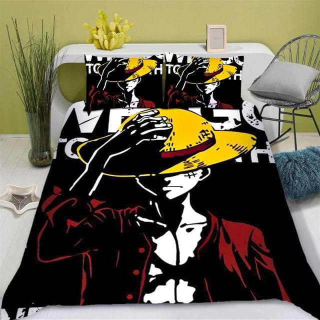 One-Piece Anime Duvet Cover Set Comforter Printed Nika Luffy Gear Cartoon Twin Size Bedding Sets Gifts 3-pieces Set Home Decor EU Single 135x200cm