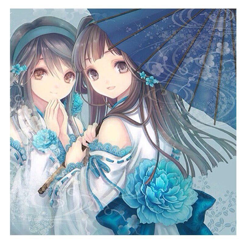 Diamond Painting Needlework Full Drill Diamond Embroidery Peonies Cartoon Girl Decoration Painting 30x30CM