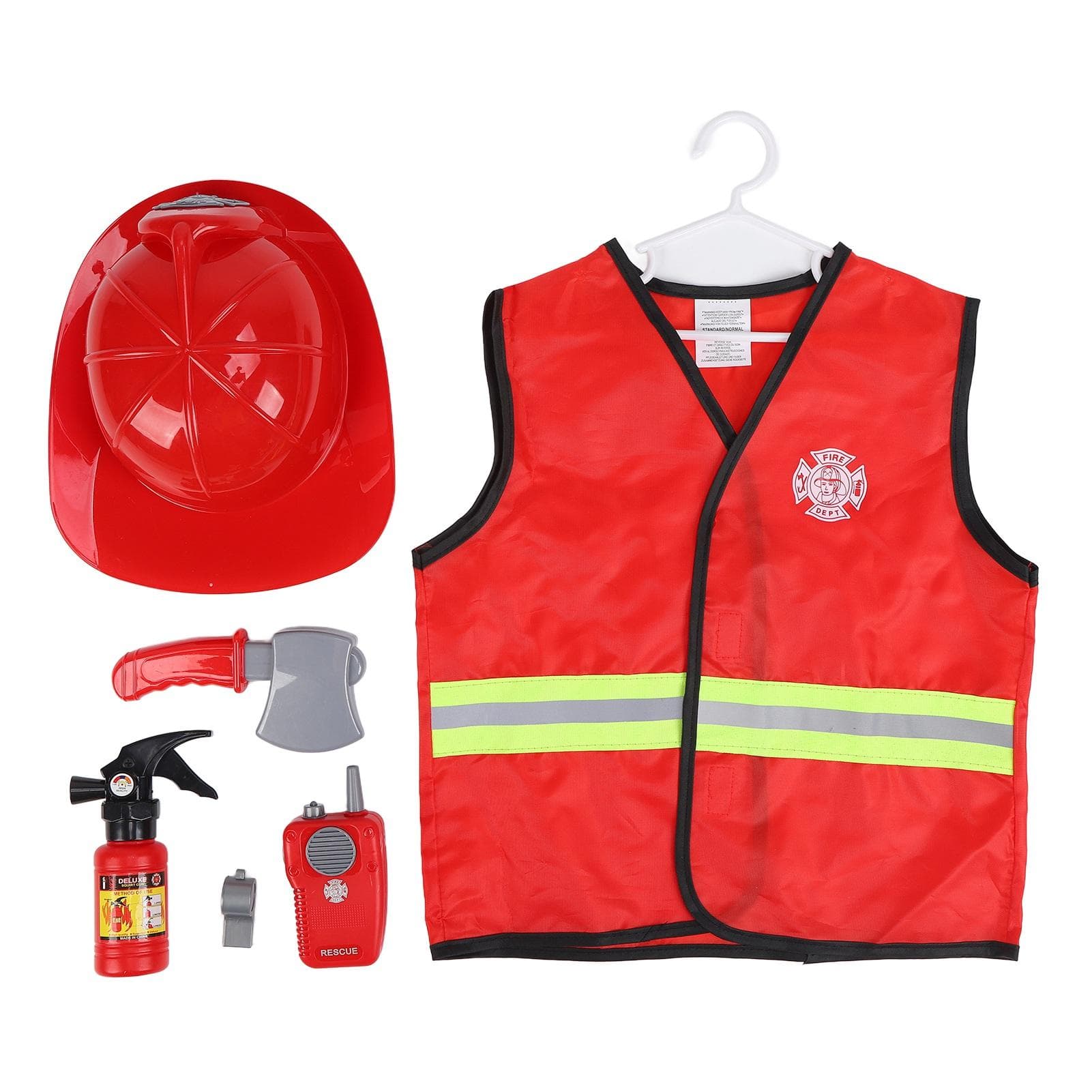 Firefighter Costume Fireman Role Pretend Play Dress Up Set for Kids Boys and Girls