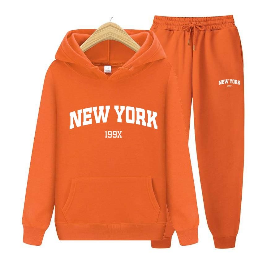 Tracksuit 2 Pieces Set 199X New York Print Sweatshirt Hoodies Sweatshirt+Pants Suit Hoodie Sportswear Jogging Men's Sets M