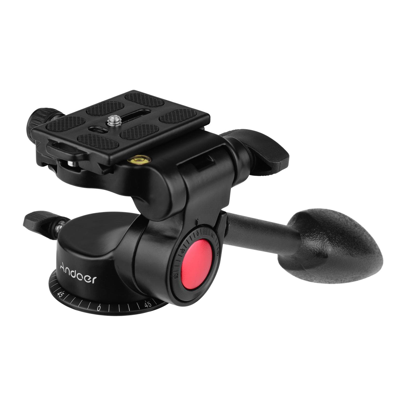 Andoer Aluminum Alloy 3-Way Damping Video Head 3-Dimensional Tripod Head with Pan Bar Handle