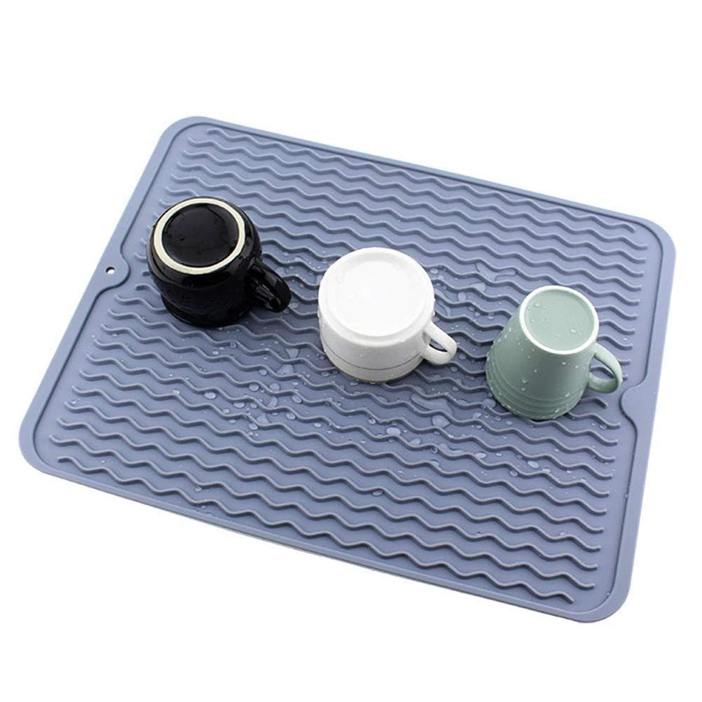 Silicone Dish Drying Mat Kitchen Drainer Dish Draining Mat Sink Mat Large Dish Drying Mat grey